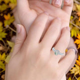 Two Piece Round Natural Stone Bridal Ring