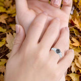 Art Deco Round Natural Stone Three Stone Ring