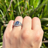 Three Piece Oval Natural Stone Beaded Ring 