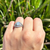Three Piece Oval Natural Stone Beaded Ring 