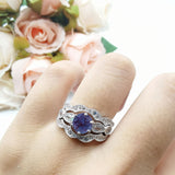 Three Piece Round Natural Stone Cocktail Ring