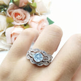 Three Piece Round Natural Stone Cocktail Ring