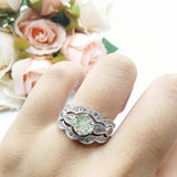 Three Piece Round Natural Stone Cocktail Ring