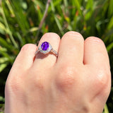 Vintage Style Oval Natural Stone Floral Ring