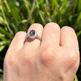 Vintage Style Oval Natural Stone Floral Ring
