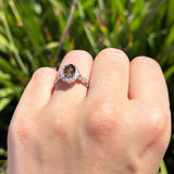 Vintage Style Oval Natural Stone Floral Ring