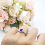 Oval Natural Stone Flower Ring