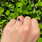 Art Deco Round Natural Stone Three Stone Ring