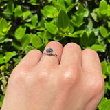 Art Deco Round Natural Stone Three Stone Ring