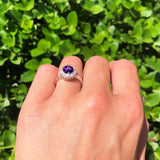 Art Deco Round Natural Stone Flower Ring