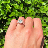 Art Deco Round Natural Stone Flower Ring