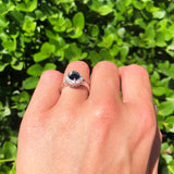 Art Deco Round Natural Stone Flower Ring