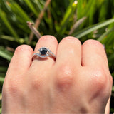 Round Natural Stone Curved Art Deco Ring