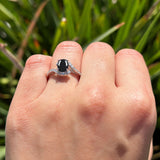 Oval Natural Stone Curved Art Deco Ring