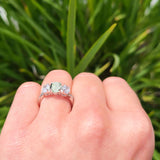 Three Stone Oval Natural Stone Trellis Ring