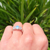 Three Stone Oval Natural Stone Trellis Ring