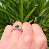 Three Stone Oval Natural Stone Trellis Ring
