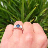 Three Stone Oval Natural Stone Wedding Ring