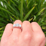 Three Stone Oval Natural Stone Wedding Ring