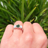 Three Stone Oval Natural Stone Wedding Ring