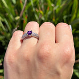 Vintage Style Round Natural Stone Solitaire Ring
