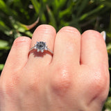 Vintage Style Round Natural Stone Flower Ring