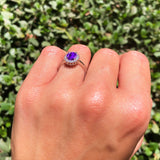 Vintage Style Oval Natural Stone Flower Ring