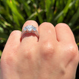 Three Stone Oval Natural Stone Wedding Ring