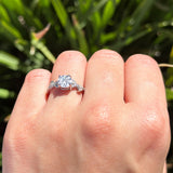 Art Deco Round Natural Stone Leaf Style Ring