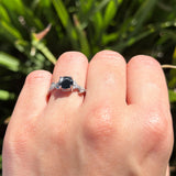 Art Deco Round Natural Stone Leaf Style Ring