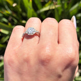 Art Deco Round Natural Stone Flower Ring