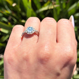 Art Deco Round Natural Stone Flower Ring