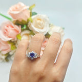 Flower Trillium Round Natural Stone Ring