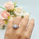 Flower Trillium Round Natural Stone Ring