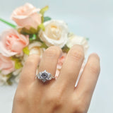 Flower Trillium Round Natural Stone Ring