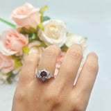Flower Trillium Round Natural Stone Ring