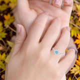 Art Deco Round Natural Stone Flower Ring