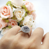 Vintage Style Round Natural Stone Cocktail Ring