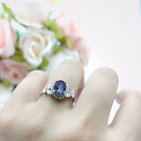 Oval Natural Stone Halo Ring
