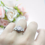Oval Natural Stone Halo Ring