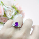 Oval Natural Stone Halo Ring