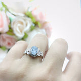 Oval Natural Stone Halo Ring