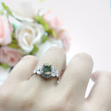 Oval Natural Stone Halo Ring