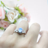 Oval Natural Stone Halo Ring
