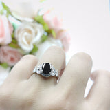 Oval Natural Stone Halo Ring