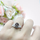 Oval Natural Stone Halo Ring