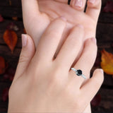 Art Deco Round Natural Stone Solitaire Ring