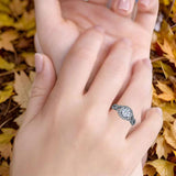 Round Halo Cubic Zirconia Infinity Twisted Ring 925 Sterling Silver