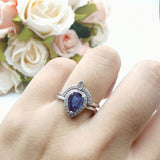 Two Piece Pear Teardrop Natural Stone Ring