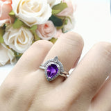 Two Piece Pear Teardrop Natural Stone Ring